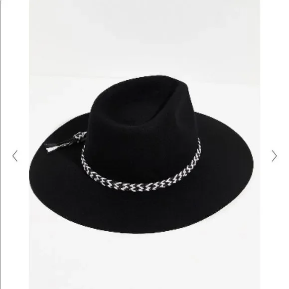 New Free People Wild Heart Felt Hat Black Medium Stetson Del Norte 6x Felt Cowboy Hat Regular Crown Black  main image 4